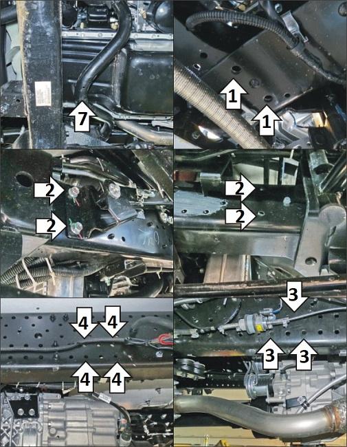 Защиты Грузовые Motodor (Радиатор, Двигатель, Коробка переключения передач, Раздаточная коробка), 3 мм, сталь для Isuzu NPS 75 2020- арт. 26417
