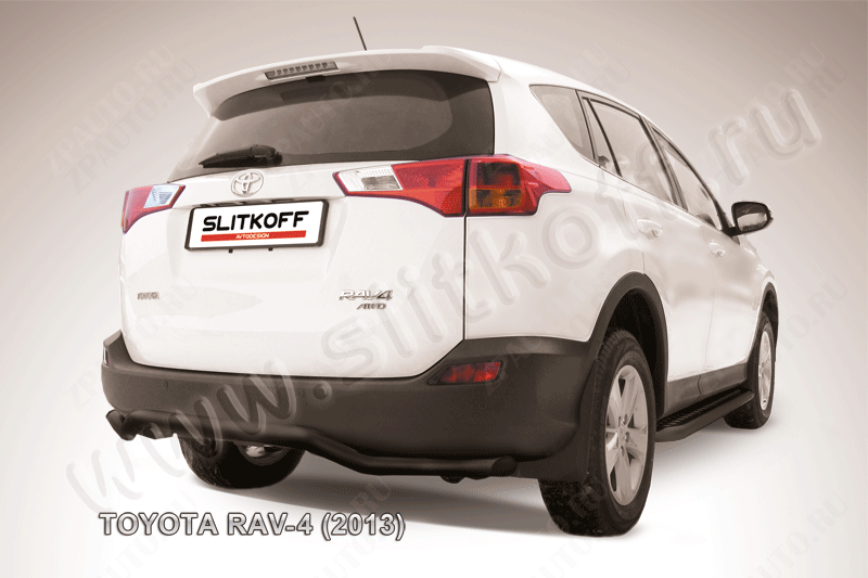 Защита заднего бампера d57 волна черная Toyota Rav-4 (2012-2015) , Slitkoff, арт. TR413-018B