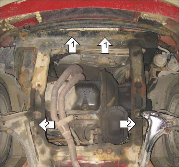 Защита стальная Мотодор (Двигатель, Коробка переключения передач), 2 мм, Сталь для Opel Calibra 1990-1997 арт. 01505
