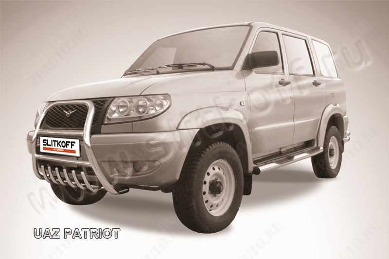 Кенгурятник d57 высокий с защитой картера Uaz Patriot (2005-2014) , Slitkoff, арт. UP002