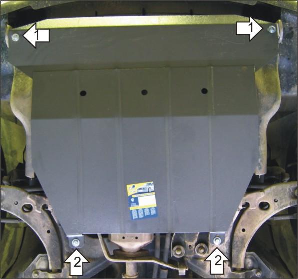 Защита стальная Мотодор (Двигатель, Коробка переключения передач), 2 мм, Сталь для KIA Carens 2002-2005 арт. 01015
