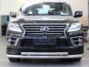 Дуга передняя по низу бампера d76+60 радиусная двойная на Lexus LX 570 Sport 2013, Технотек LX12S_1