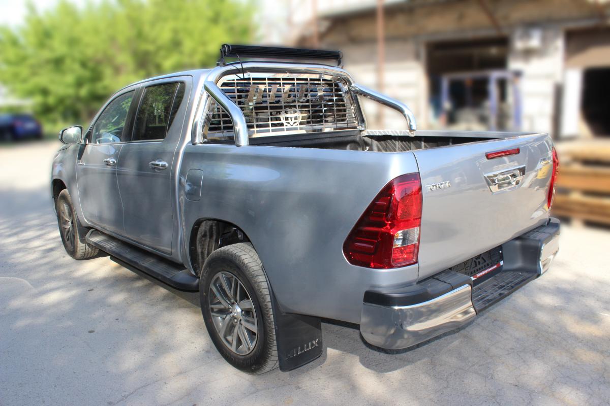 Защита стекла в кузов из нержавеющей стали для автомобиля Toyota Hilux 2015-2019 г.в., Технотек, арт. TH15_6