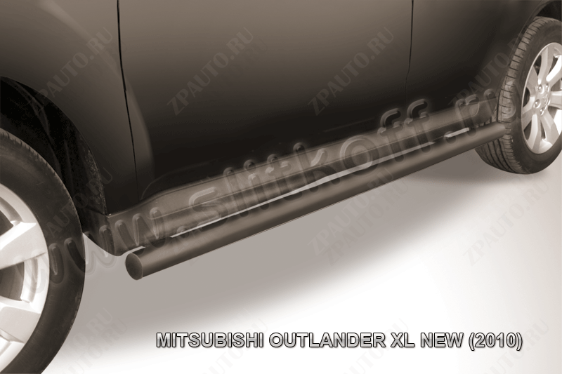 Защита порогов d57 труба черная Mitsubishi Outlander XL (2009-2013) , Slitkoff, арт. MXL10-009B