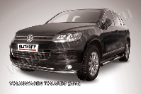 Защита переднего бампера d57+d57 двойная Volkswagen Touareg (2010-2014) Black Edition, Slitkoff, арт. VWTR-004BE