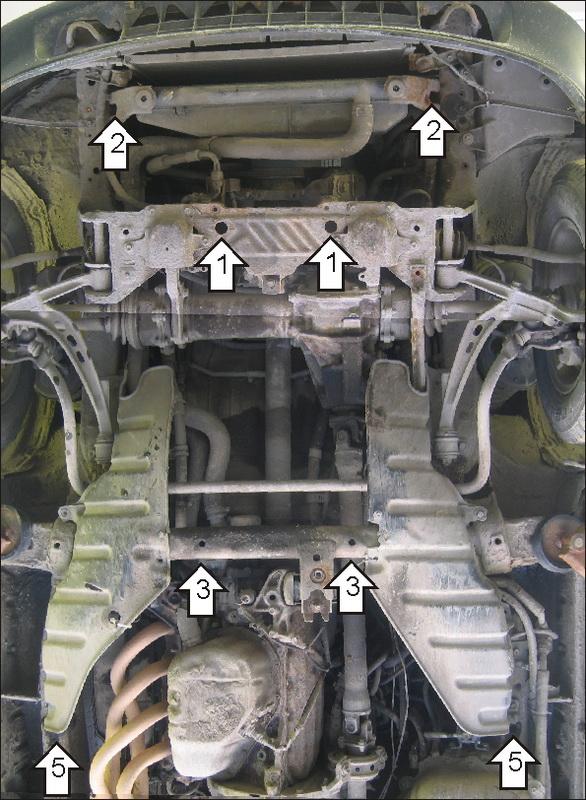 Защита стальная Мотодор (Двигатель, Передний дифференциал, Радиатор), 2 мм, Сталь для Toyota Previa 1990-2000 арт. 02541