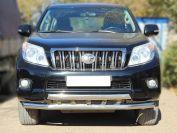 Дуга передняя по низу бампера d-76+76х43 радиусная двойная (верхняя труба овальная) для Toyota Land Cruiser 150 Prado, Технотек LCPR10_1.5