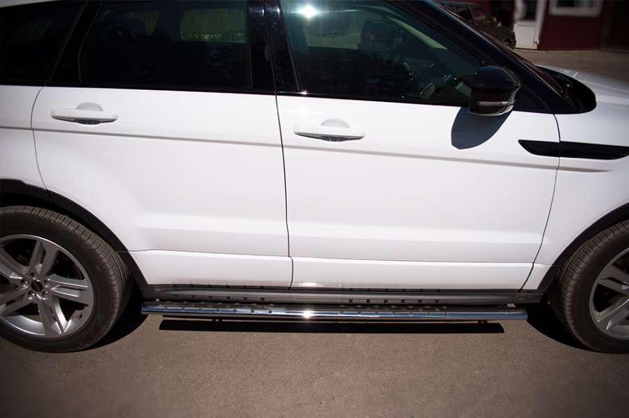 Пороги труба d75x42 овал с проступью для Land Rover Evoque Dynamic 2011, Slitkoff REDO-000657