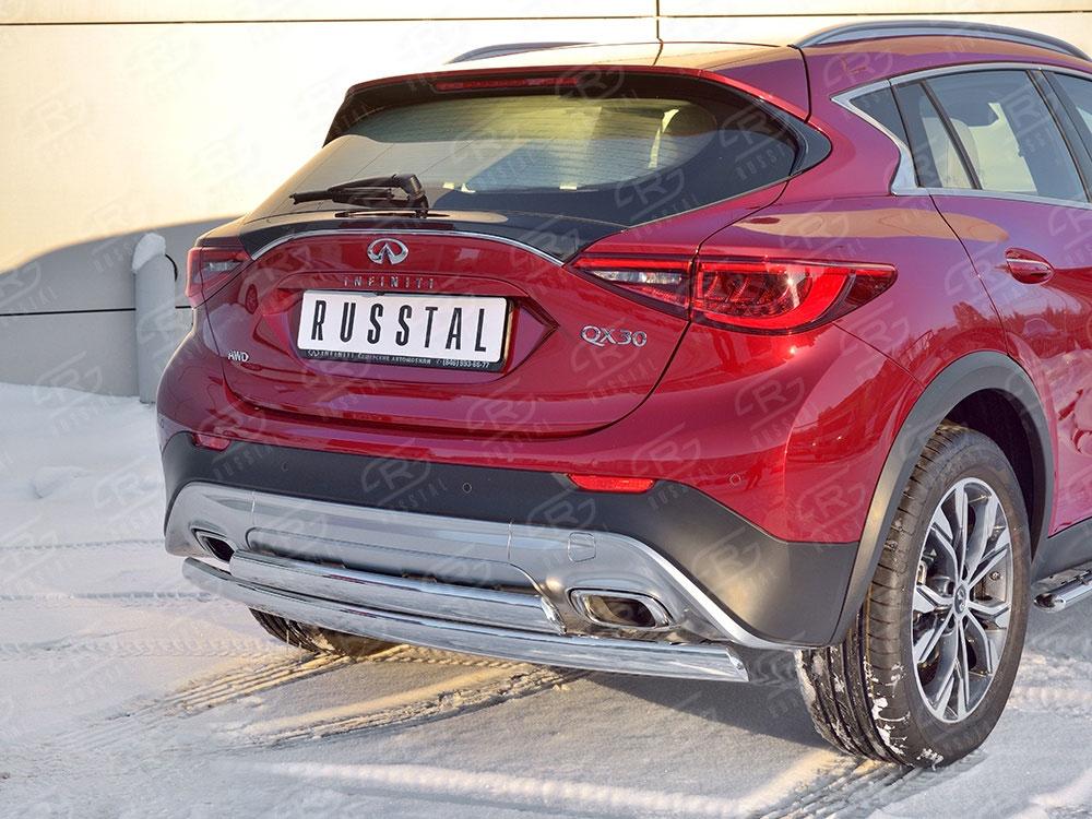 Защита заднего бампера d75х42/75х42 Infiniti QX30 2016, Slitkoff IQX3Z-002506