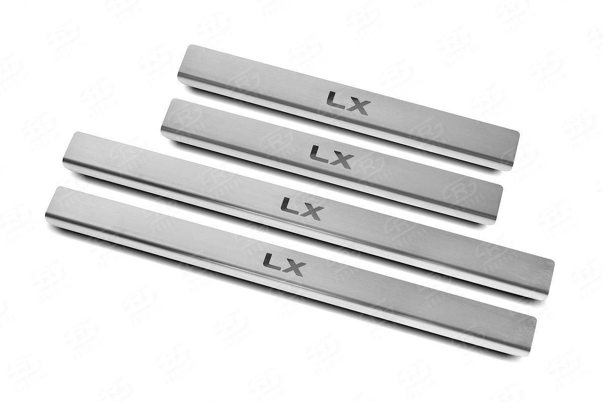Накладки на пороги RUSSTAL (нерж., шлиф., надпись) LEXLX15-03 для LEXUS LX450d-LX570 (not F-Sport) 2015-