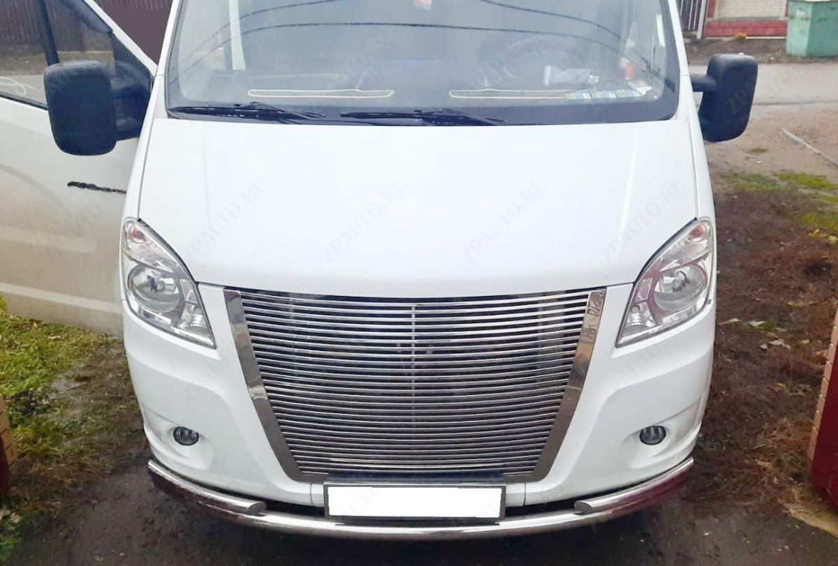 Защита переднего бампера двойная для автомобиля ГАЗель Next 2014 арт. GZNXT.14.03-2