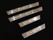 Накладки на пороги (лист зеркальный надпись Chery) 4шт для автомобиля Chery Tiggo 8 2020 TCC Тюнинг арт. CHERTIG820-10