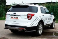 Уголки d57 черные Ford Explorer (2015-2018) , Slitkoff, арт. FEX15011B