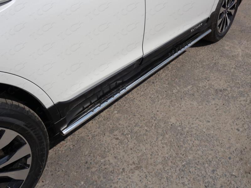 Пороги овальные с проступью 75х42 мм (укороченные) для автомобиля Subaru Outback 2015- TCC Тюнинг арт. SUBOUT15-16
