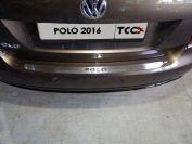Накладка на задний бампер (лист шлифованный надпись Polo) для автомобиля Volkswagen Polo 2016-