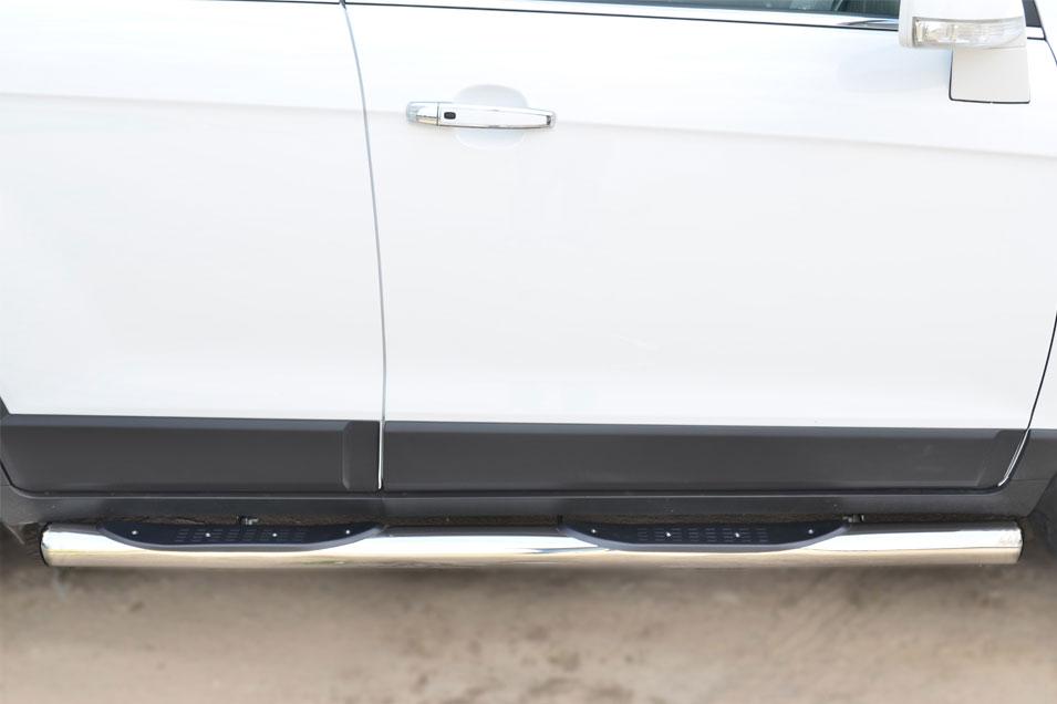 Пороги труба d76 с накладками вариант 3 для Chevrolet Captiva 2013, Руссталь CAPT-001750