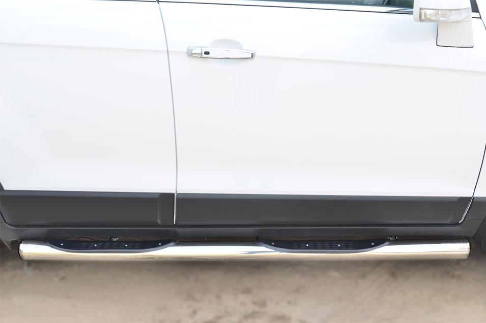 Пороги труба d76 с накладками вариант 3 для Chevrolet Captiva 2013, Slitkoff CAPT-001750