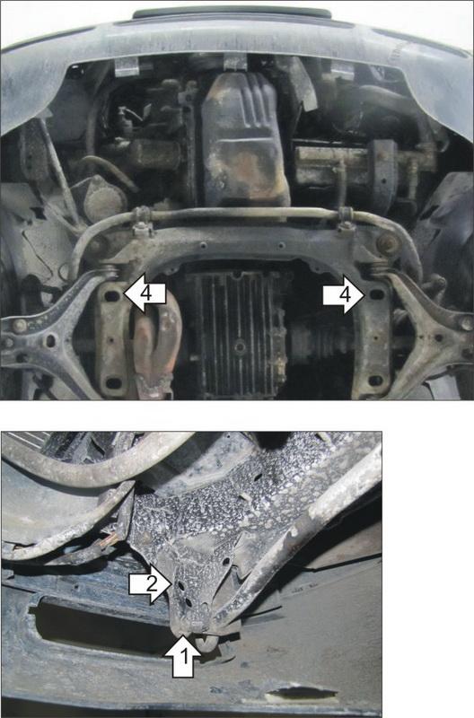 Защита стальная Мотодор (Двигатель), 2 мм, Сталь для Audi 90 1987-1991 арт. 00139