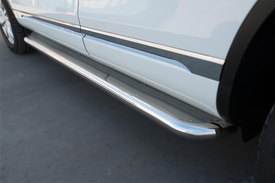 Пороги труба d57 с листом вариант 3 для Volkswagen Touareg 2014, Slitkoff VWTL-0021323