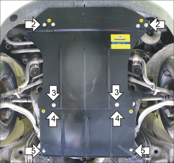 Защита стальная Мотодор (Двигатель, Коробка переключения передач), 2 мм, Сталь для Volkswagen Passat B5 1996-2000 арт. 02709