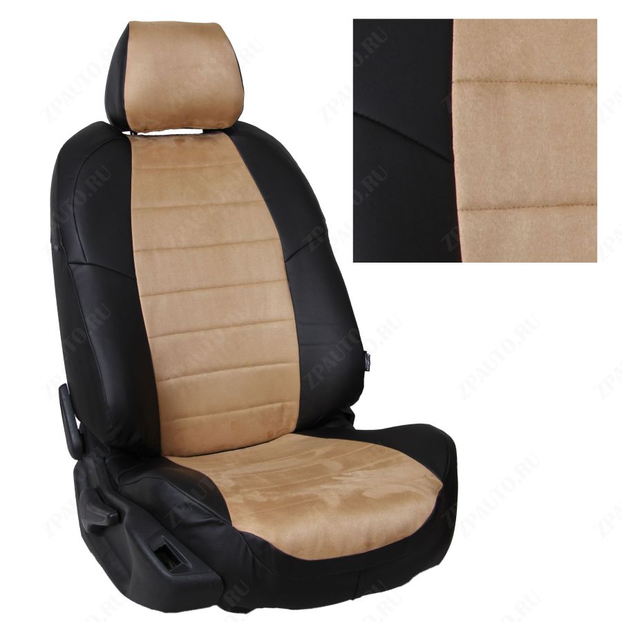 Чехлы для Ford Mondeo III Sd с 00-07г., Алькантара, (Черный + Бежевый), Autopilot арт. fo-mo-m3s-chebe-a