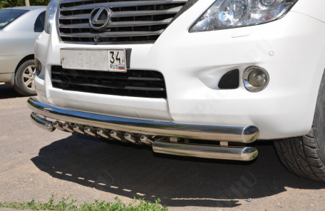 Защита переднего бампера двойная акула d76/60/42 для Lexus LX 570, LLX.570.07.06, Россия