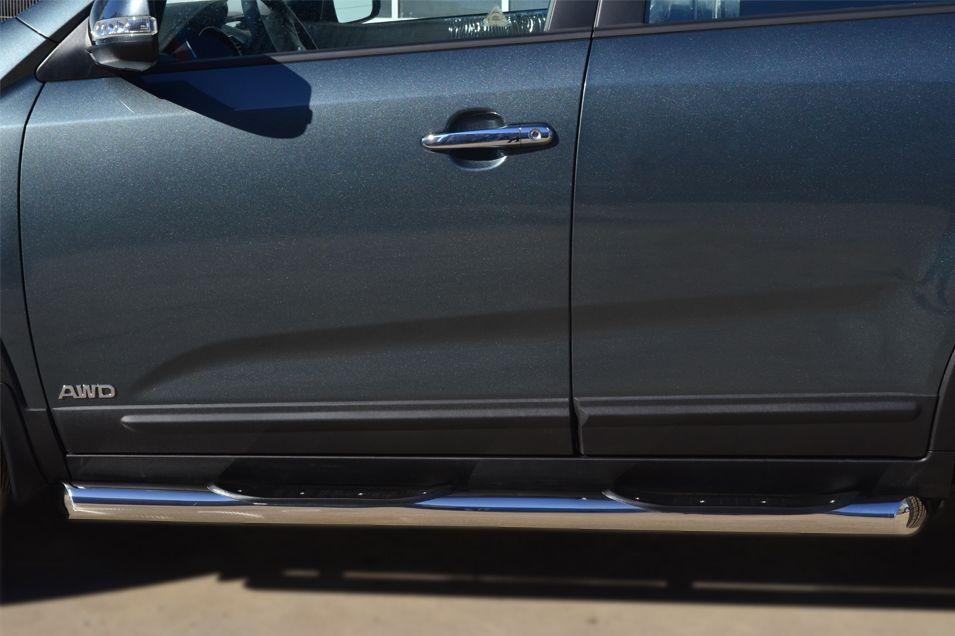 Пороги труба d76 с накладками вариант 1 для KIA Sorento 2013, Slitkoff KIT-0012691