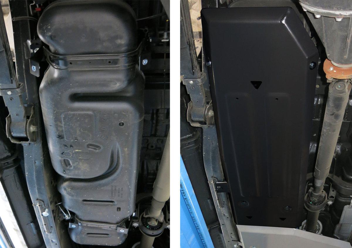 Защита топливного бака АвтоБроня для Ford Ranger III (V - 2.2D) 2011-2015, штампованная, сталь 1.8 мм, с крепежом, 111.01845.1