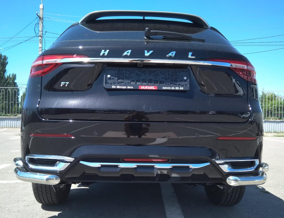 Защита заднего бампера  угловая двойная для автомобиля Haval F 7 2019. GWF7.19.19, Россия