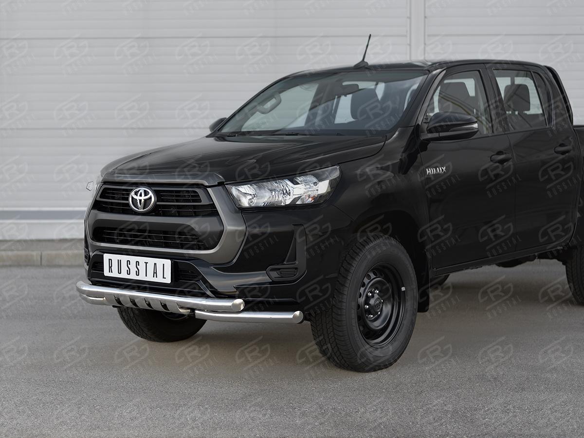 TOYOTA HILUX 2020- Защита переднего бампера d57 секции-d57 уголки+клыки THZ-003496