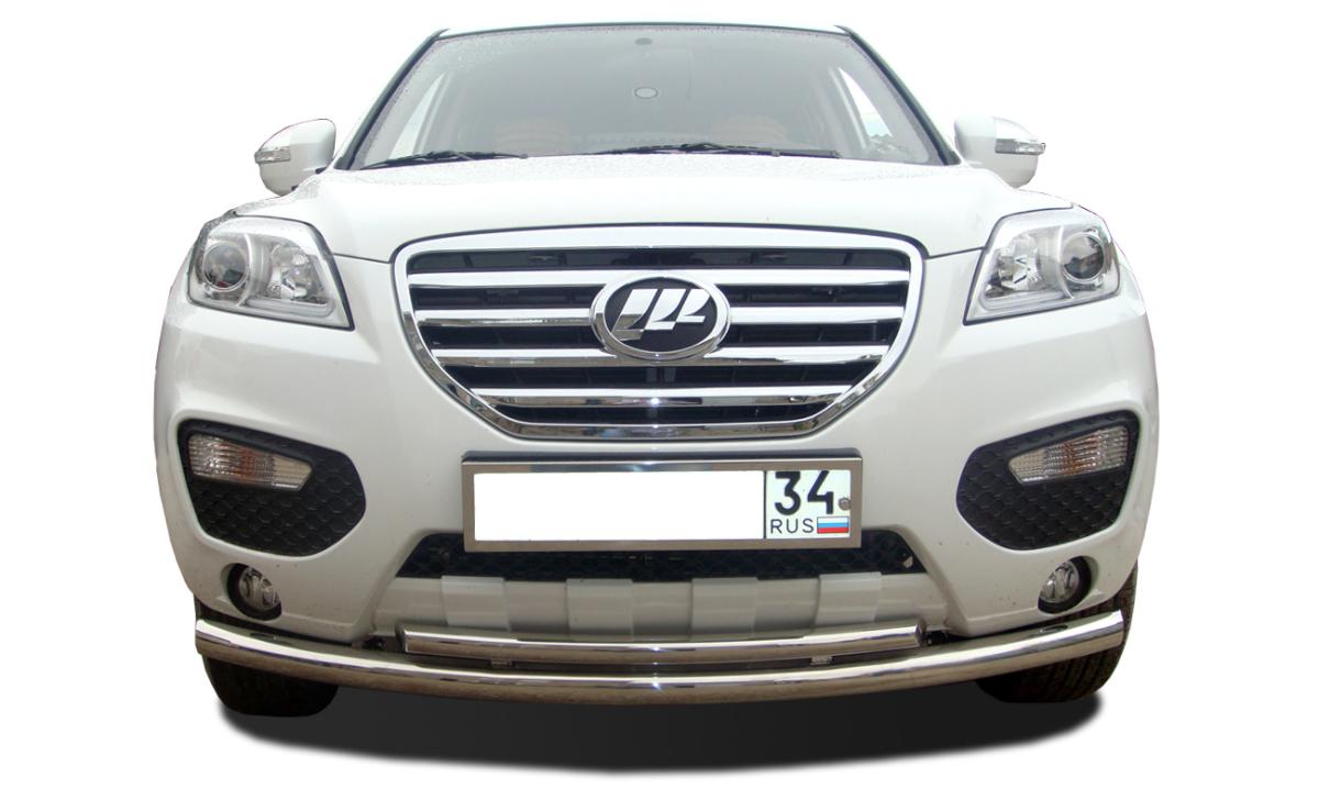 Защита переднего бампера (радиус) двойная для автомобиля LIFAN X60  2011. LFX60.11.03, Россия