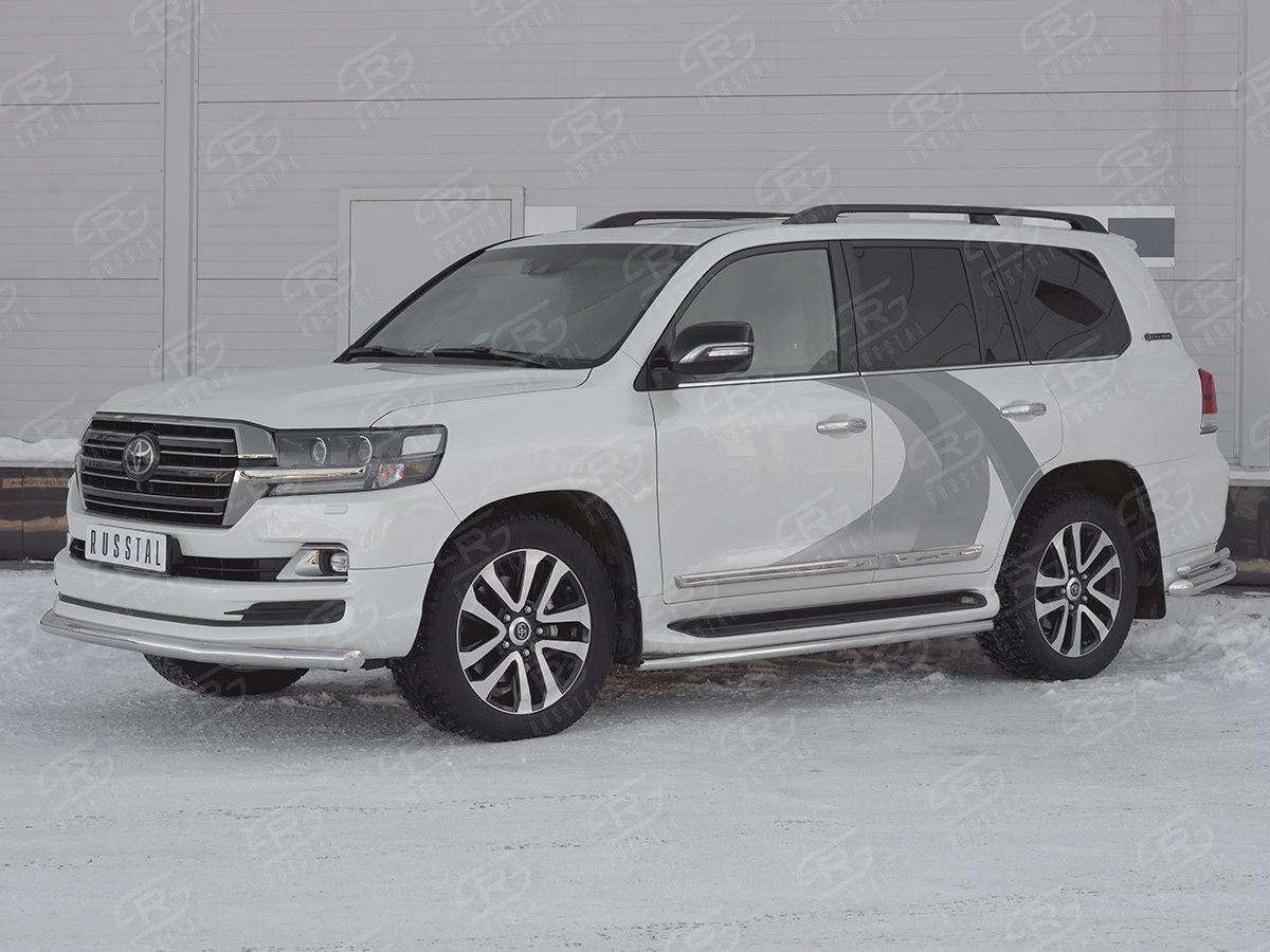 Защита переднего бампера d57 на Toyota Land Cruiser 200 2017 Excalibur, Slitkoff TLCZ-002901