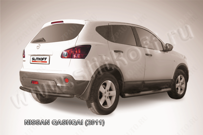 Защита заднего бампера d57 черная Nissan Qashqai (2010-2013) , Slitkoff, арт. NIQ11-010B