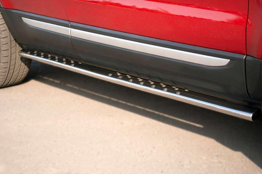 Пороги труба d75x42 овал с проступью для Land Rover Evoque Prestige Pure, Slitkoff REPO-000806