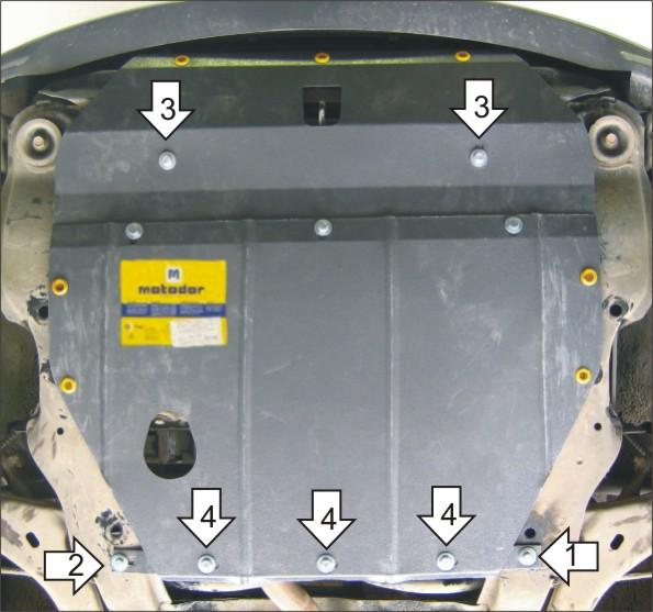Защита стальная Мотодор (Двигатель, Коробка переключения передач), 2 мм, Сталь для Hyundai Trajet 2000-2004 арт. 00915