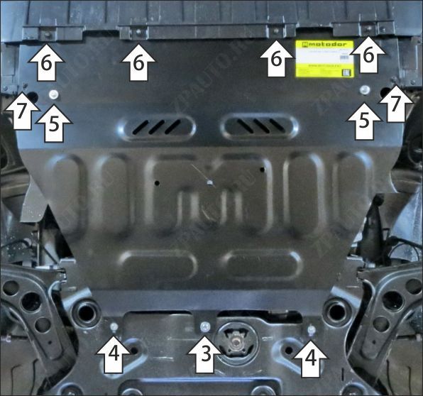 Защита стальная Мотодор (Двигатель, Коробка переключения передач), 2 мм,  для BAIC X55  2018- арт. 78504