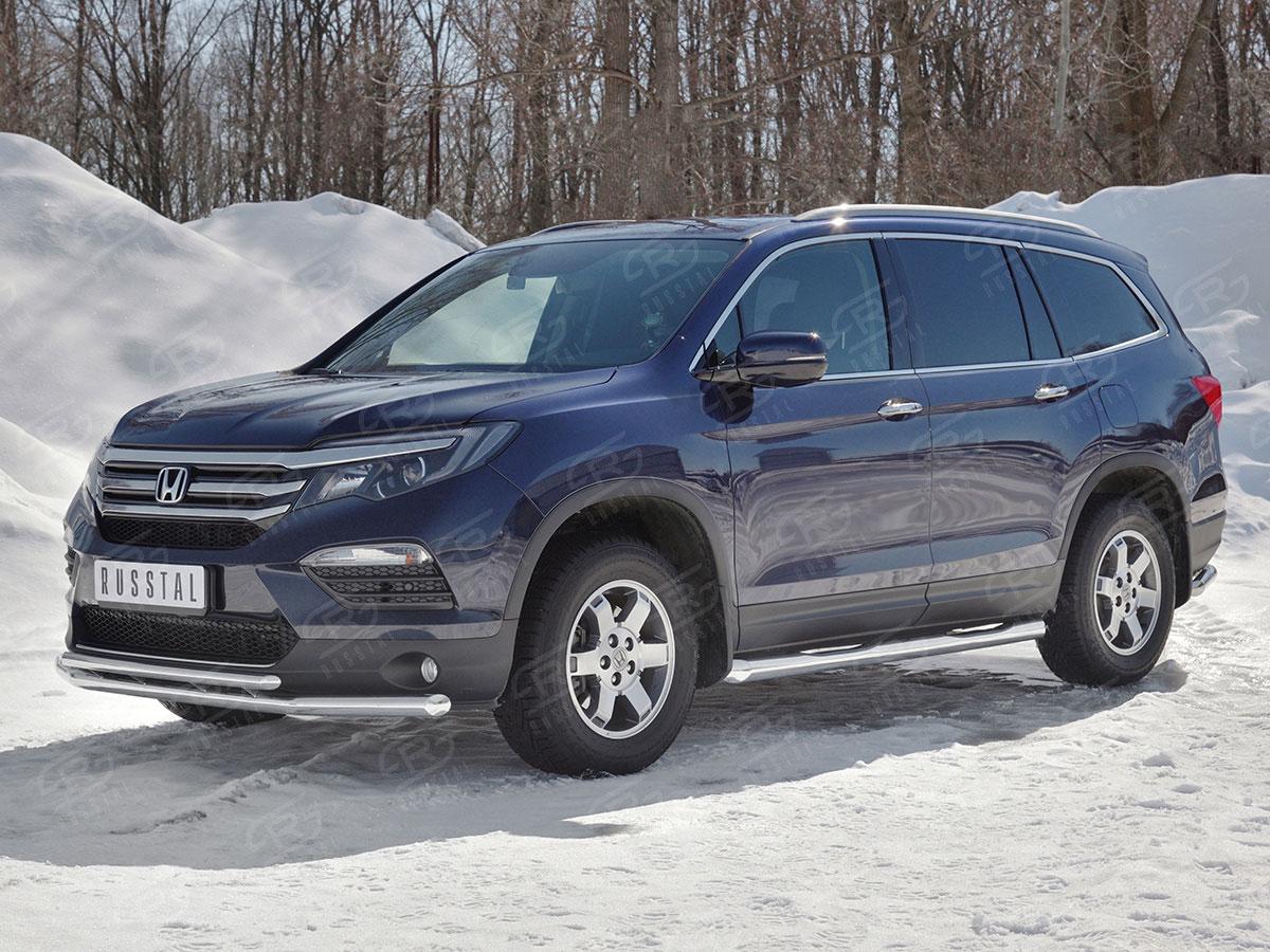 Защита переднего бампера d57/42 на Honda Pilot III 2015, Slitkoff HPZ-002919