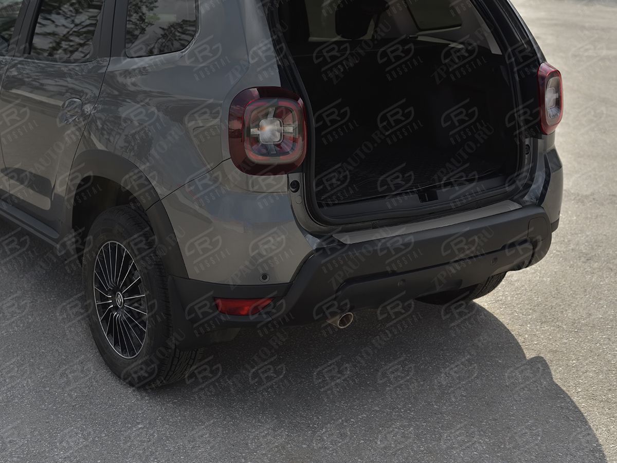 RENAULT DUSTER 2021- Накладка на задний бампер RUSSTAL (нерж.,шлиф) RDN-003812