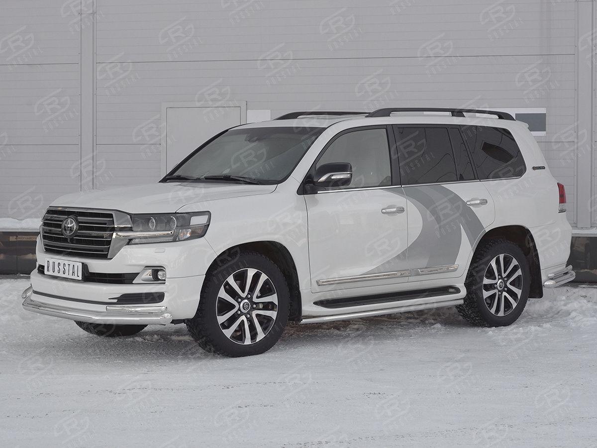 Защита переднего бампера d76/42 уголки на Toyota Land Cruiser 200 2017 Excalibur, Slitkoff TLCZ-002905