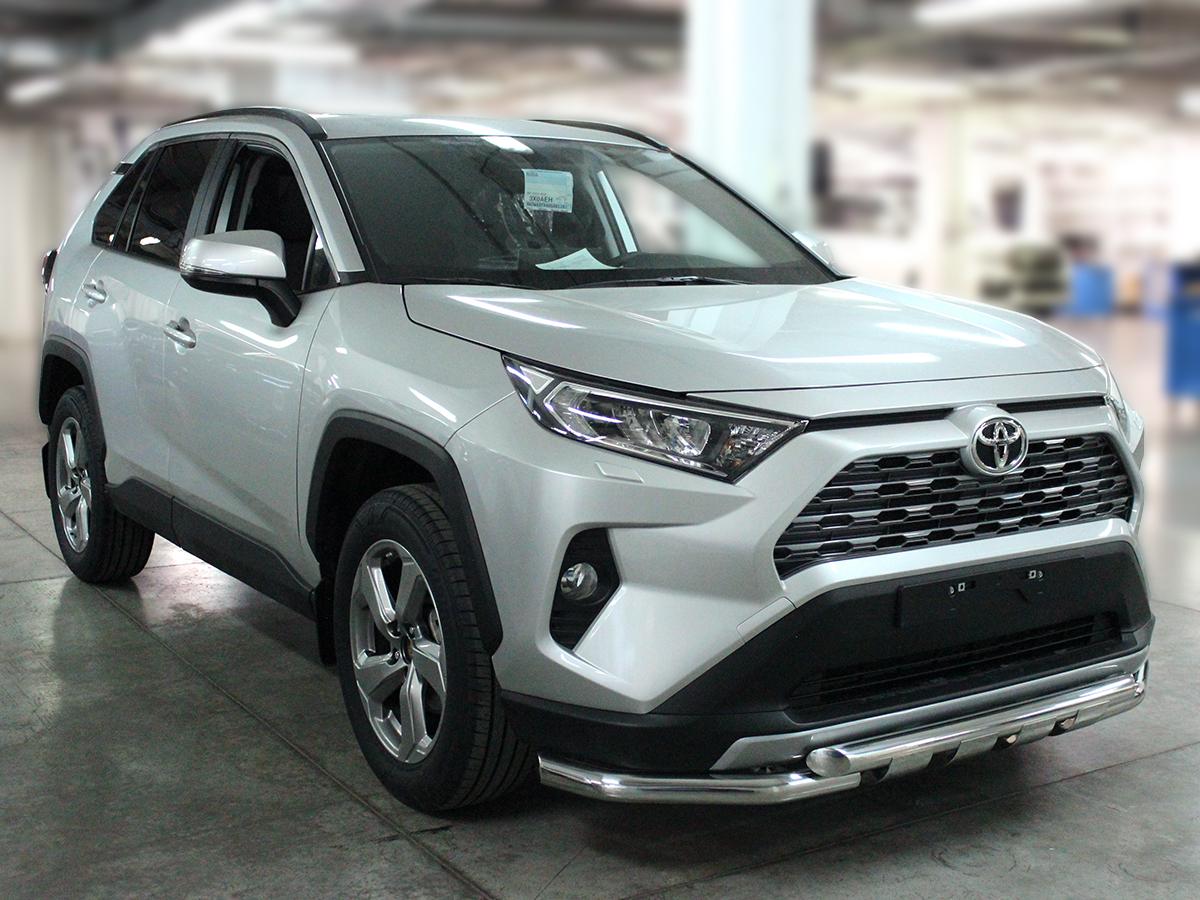 Защита переднего бампера d-60 с доп.накладками для автомобиля Toyota RAV4 2019 арт. TRN19_1.7, Технотек