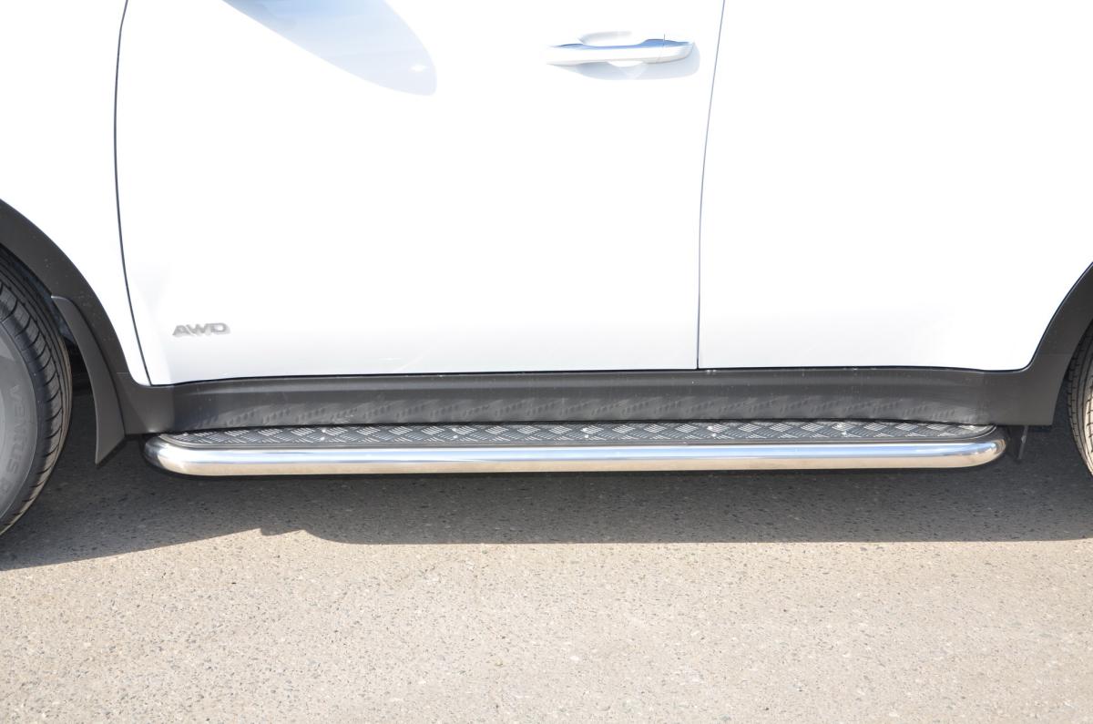 Пороги с накладным листом для автомобиля KIA Sportage 2018 (рестайлинг) арт. KSP.18.41