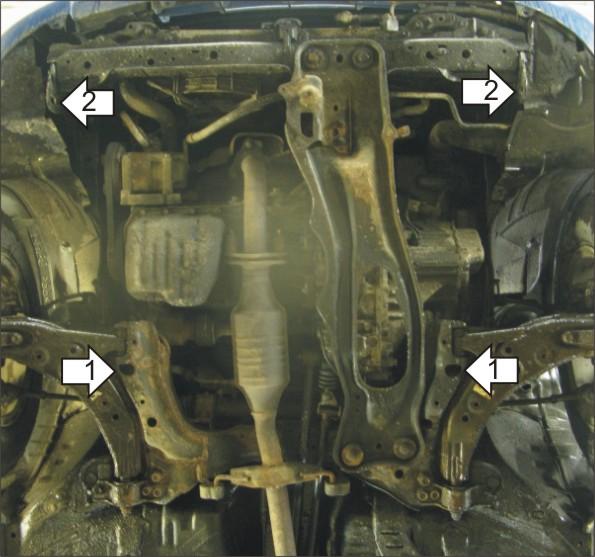 Защита стальная Мотодор (Двигатель, Коробка переключения передач), 2 мм, Сталь для Mazda 323 V 1994-1996 арт. 01102