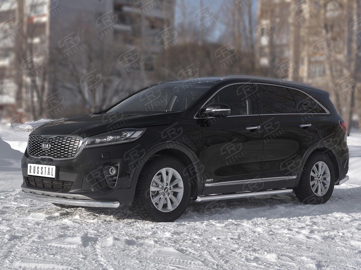 Защита переднего бампера d57 секции KSPZ-003134 для автомобиля KIA SORENTO PRIME 2018-, Slitkoff