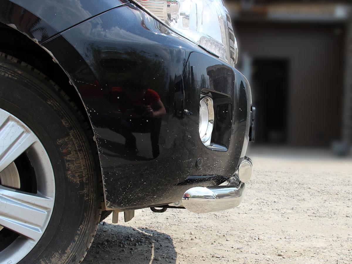 Дуга передняя по низу бампера d-76+76х43 радиусная двойная (верхняя труба овальная) для автомобиля Toyota Land Cruiser 200 2012-2013г.в., Технотек, арт. LCN2012_4.3