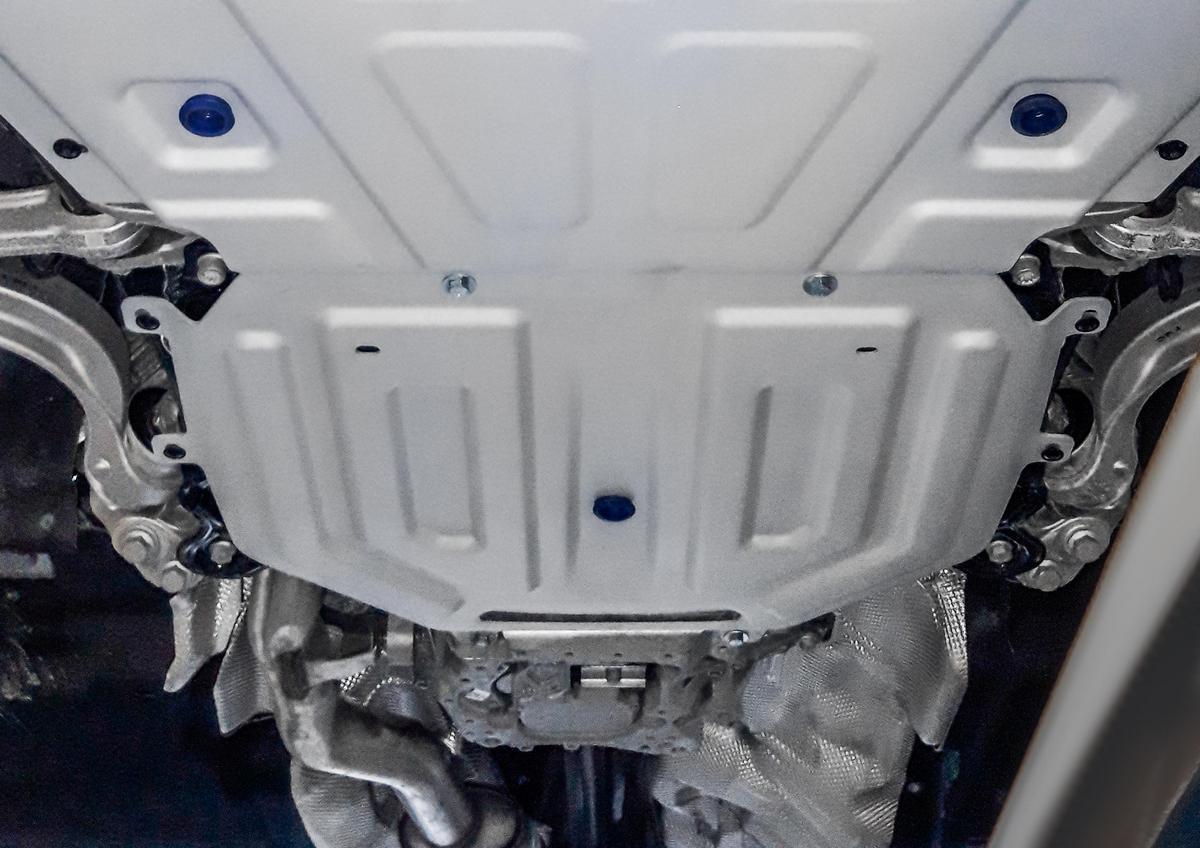 Защита КПП Rival для Volkswagen Touareg III (вкл. пакеты "Движение по бездорожью" и "Подвеска Pro") 2018-н.в., штампованная, алюминий 4 мм, с крепежом, 333.5871.1