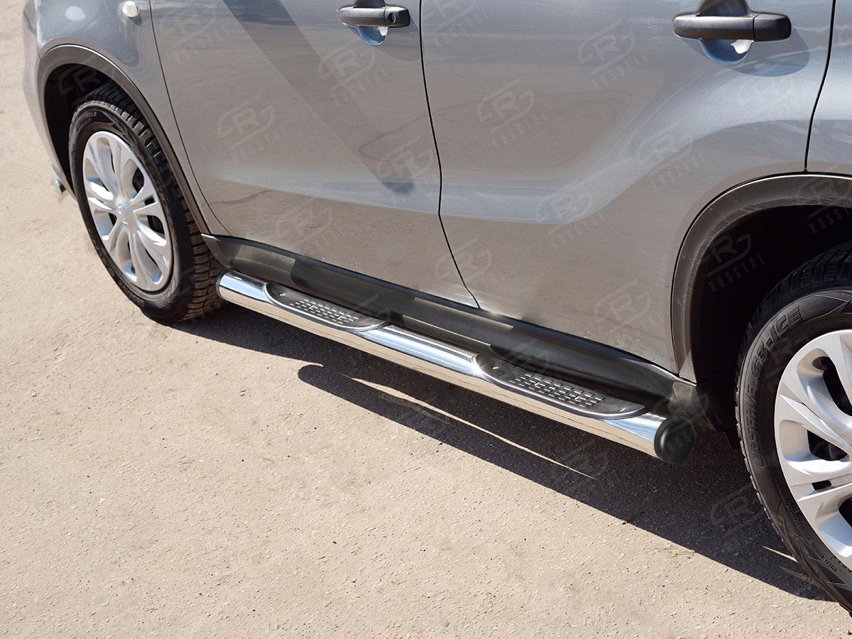 Пороги труба d76 с накладкой вариант 2 Suzuki Vitara 2015, Slitkoff SVT-0026442