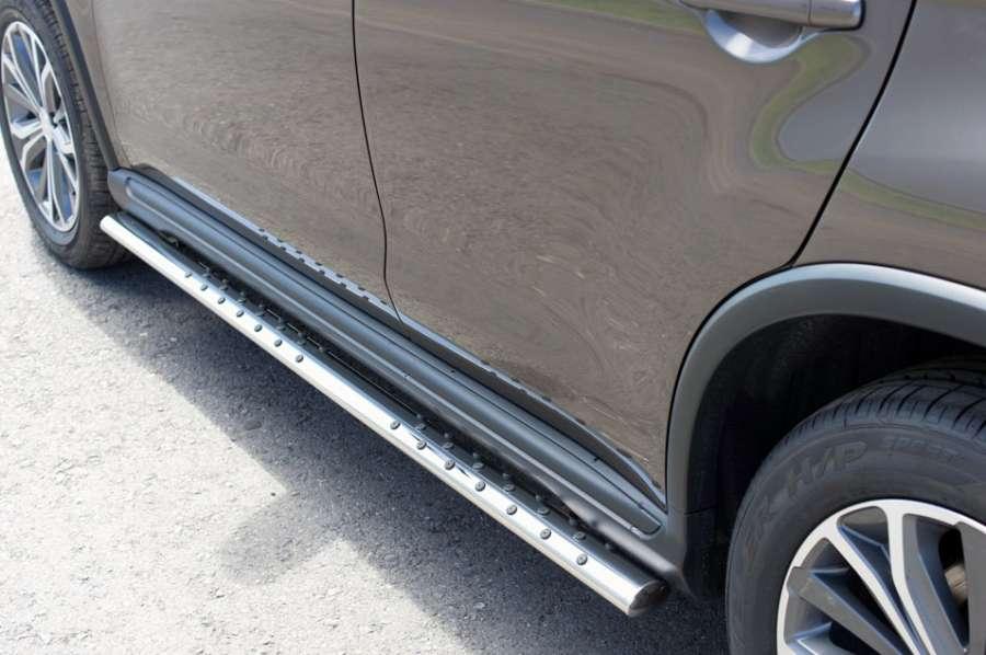 Пороги труба d75x42 овал с проступью для Citroen C4 Aircross 2012, Slitkoff P48O-000536