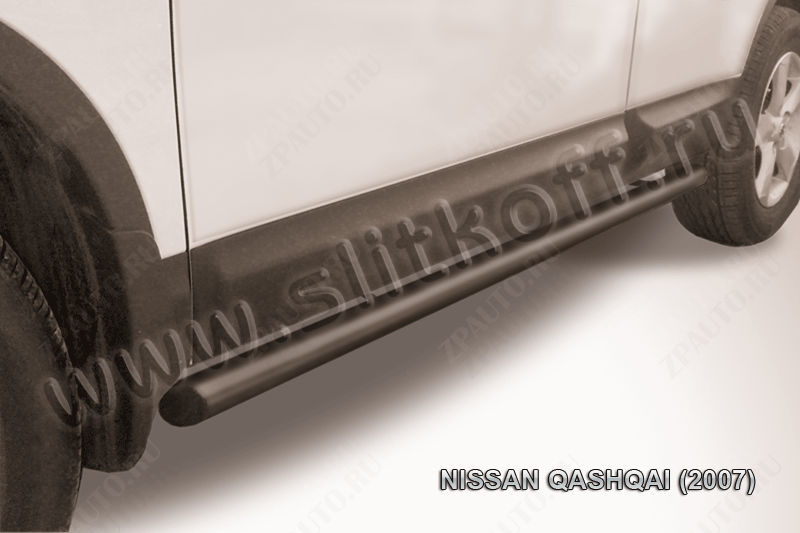 Защита порогов d57 труба черная Nissan Qashqai (2006-2010) , Slitkoff, арт. NIQ011B