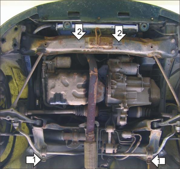 Защита стальная Мотодор (Двигатель, Коробка переключения передач), 2 мм, Сталь для Rover 214 1995-2000 арт. 06002