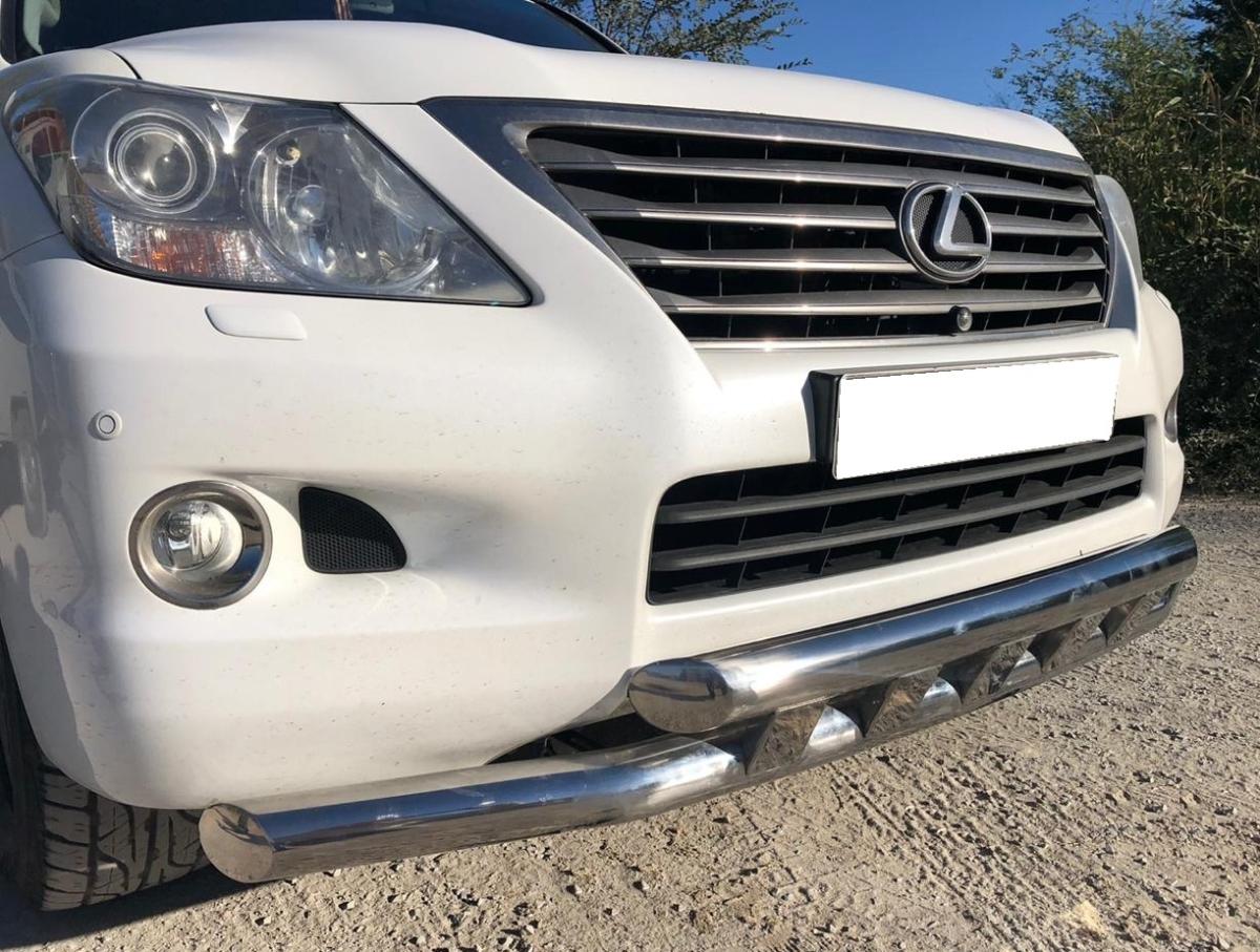 Защита переднего бампера двойная с перемычками для автомобиля Lexus LX 570 арт. LLX.570.07.75
